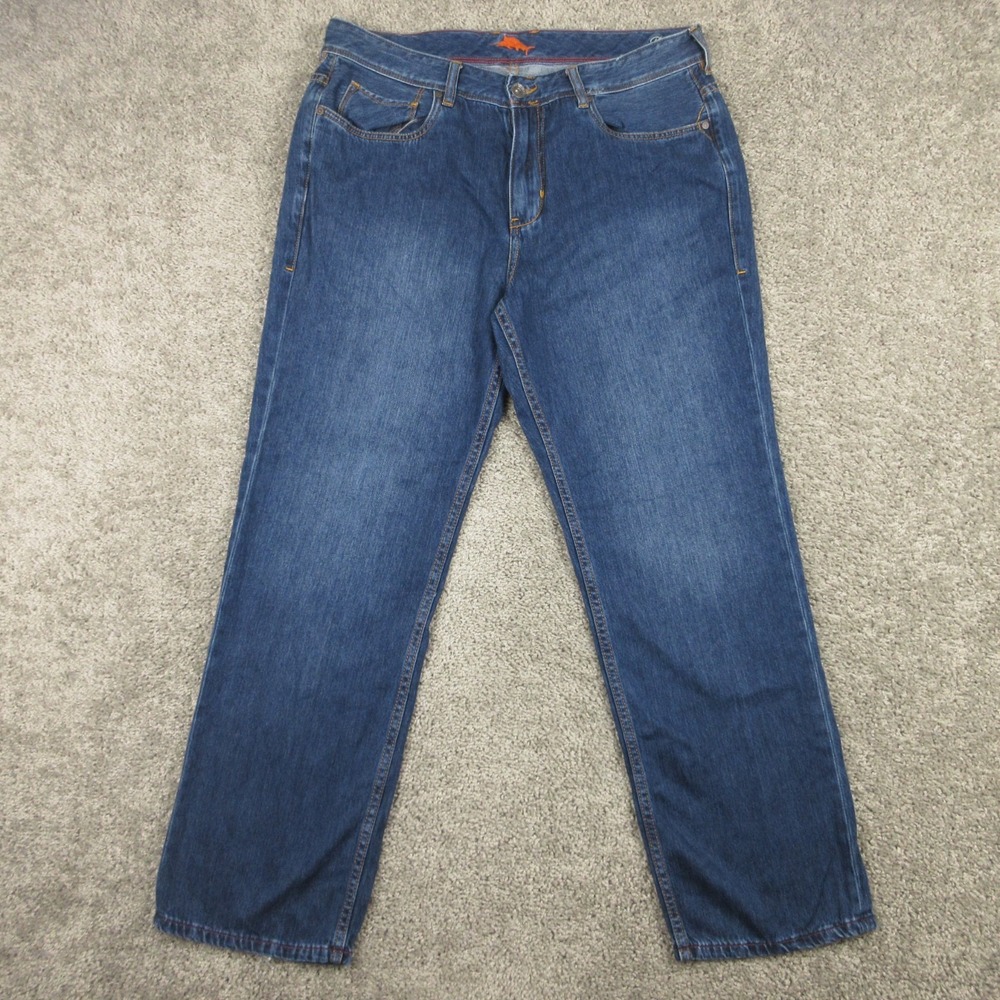 Tommy Bahama Jeans Mens 36x30 Blue Cayman Relaxed Straight Faded Denim Pants